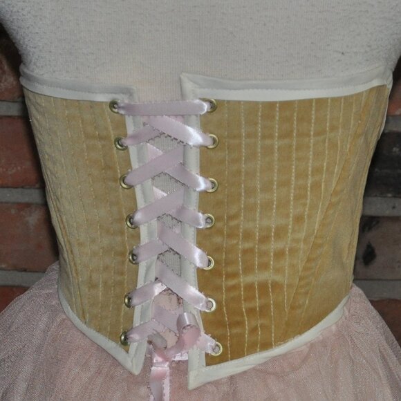 New Reversible Back & Front Lace-up Corset Belt, Floral & Upcycled Velvet XS - Picture 8 of 10